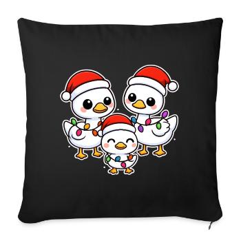 Santa Duck Trio with Christmas Lights - Sofa pillowcase 17,3'' x 17,3'' (45 x 45 cm) - black - Front