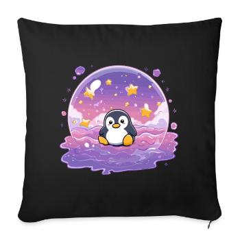 Pingouin dans le Sceau Stellaire - Housse de coussin décorative 45 x 45 cm - noir - Devant