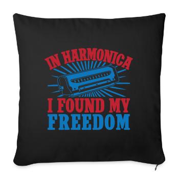 Funny Harmonica Player Found My Freedom Harmonica - Sofakissenbezug 45 x 45 cm - Schwarz - Vorne