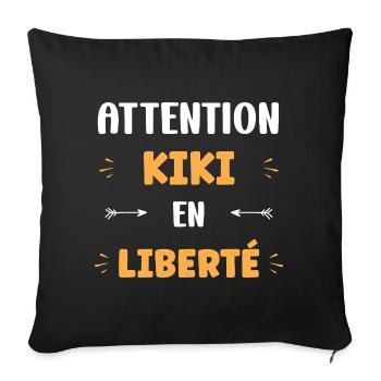 Achtung Kiki in der Freiheit - Sofakissenbezug 45 x 45 cm - Schwarz - Vorne
