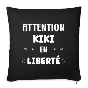 Attention Kiki en Liberté - Housse de coussin décorative 45 x 45 cm - noir - Devant