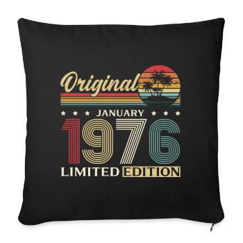 50e anniversaire Original janvier 1976 - Housse de coussin décorative 45 x 45 cm - noir - Devant