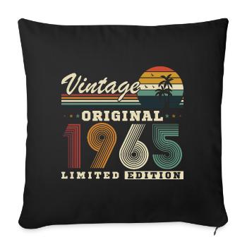 1965 Vintage Rétro Cadeau D'anniversaire - Housse de coussin décorative 45 x 45 cm - noir - Devant