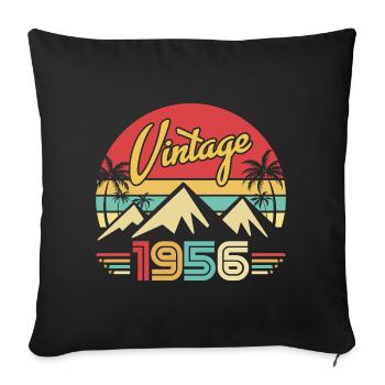 Janvier 1956 Vintage Cadeau d'anniversaire Rétro - Housse de coussin décorative 45 x 45 cm - noir - Devant
