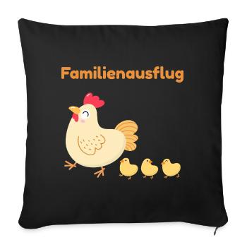 Family Outing – Cute Chicken Family - Sofa pillowcase 17,3'' x 17,3'' (45 x 45 cm) - black - Front