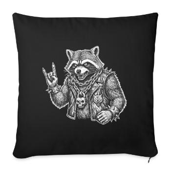 Retro Raccoon Rock Music Gift Funny - Sofa pillowcase 17,3'' x 17,3'' (45 x 45 cm) - black - Front