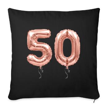 50. Geburtstag Rose Gold Luftballon - 50 Jahre - Sofakissenbezug 45 x 45 cm - Schwarz - Vorne