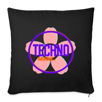 Techno Circle Neon-Logo - Sofakissenbezug 45 x 45 cm - Schwarz - Vorne