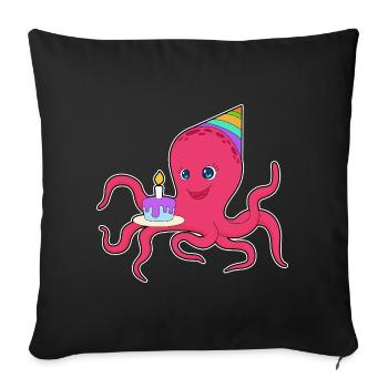 Gâteau d’anniversaire pieuvre - Housse de coussin décorative 45 x 45 cm - noir - Devant