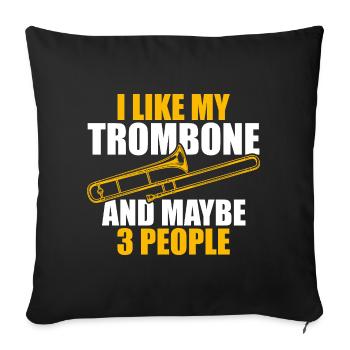 J’aime mon tromboniste tromboniste - Housse de coussin décorative 45 x 45 cm - noir - Devant