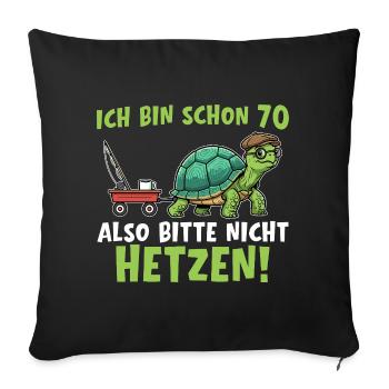 Cadeau du 70e anniversaire de la Tortue - Housse de coussin décorative 45 x 45 cm - noir - Devant