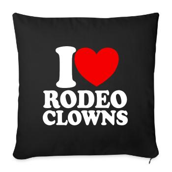 Ich liebe Rodeo-Clowns, Red Heart Rodeo-Clowns - Sofakissenbezug 45 x 45 cm - Schwarz - Vorne