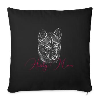 Husky Mom Art Print - Sofa pillowcase 17,3'' x 17,3'' (45 x 45 cm) - black - Front