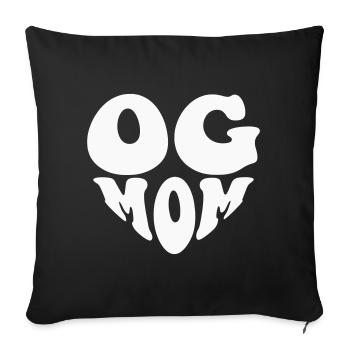 OG Mom - Logo Cœur (couleur personnalisée) - Housse de coussin décorative 45 x 45 cm - noir - Devant