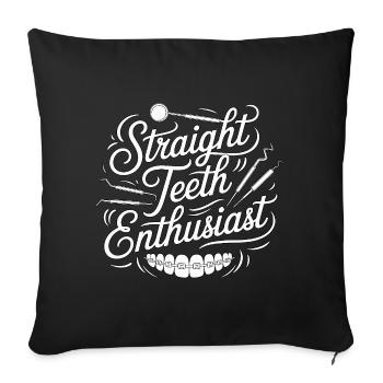 Hygiéniste orthodontique soins des broches dentaires droites - Housse de coussin décorative 45 x 45 cm - noir - Devant