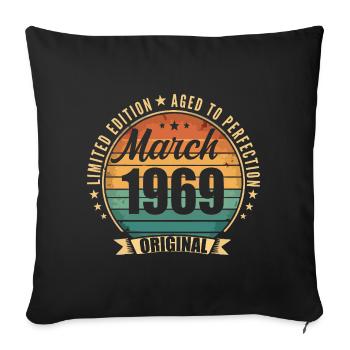 Vintage 1969 Mars 1969 - Housse de coussin décorative 45 x 45 cm - noir - Devant