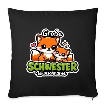 Grande Sœur Cadeau Renards 2026 - Housse de coussin décorative 45 x 45 cm - noir - Devant
