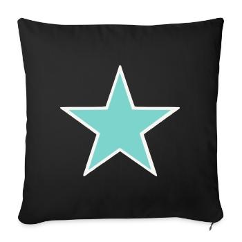 Türkiser Stern mit weißem Rand - Sofakissenbezug 45 x 45 cm - Schwarz - Vorne