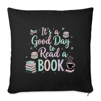 Bonjour Lire le livre - Housse de coussin décorative 45 x 45 cm - noir - Devant