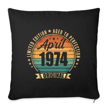 Cadeau d’anniversaire rétro vintage de Avril 1974 - Housse de coussin décorative 45 x 45 cm - noir - Devant