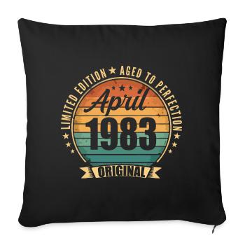 Cadeau d’anniversaire rétro vintage de Avril 1983 - Housse de coussin décorative 45 x 45 cm - noir - Devant