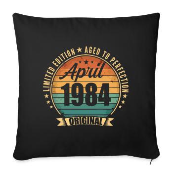 Cadeau d’anniversaire rétro vintage de Avril 1984 - Housse de coussin décorative 45 x 45 cm - noir - Devant