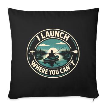 Start out of reach | Kayak Fishing - Sofa pillowcase 17,3'' x 17,3'' (45 x 45 cm) - black - Front