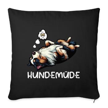 Hundemüde Australian Shepherd Aussie Aussiehalter - Sofakissenbezug 45 x 45 cm - Schwarz - Vorne