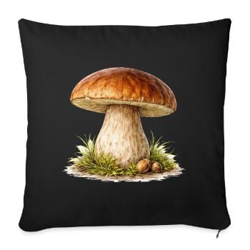 Forest mushroom illustration - Sofa pillowcase 17,3'' x 17,3'' (45 x 45 cm) - black - Front