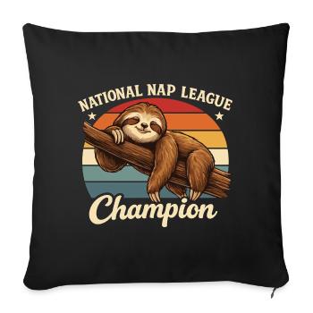 Nap Champion Sloth Shirt Funny Lazy Gift - Sofa pillowcase 17,3'' x 17,3'' (45 x 45 cm) - black - Front