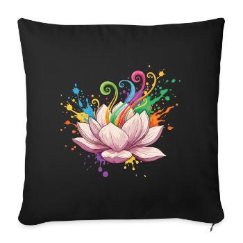 Bright Lotus Colors Explosion - Sofa pillowcase 17,3'' x 17,3'' (45 x 45 cm) - black - Front