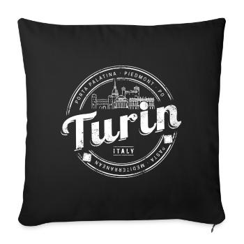 Piémont de Turin en Italie Souvenir de pâtes vintage - Housse de coussin décorative 45 x 45 cm - noir - Devant
