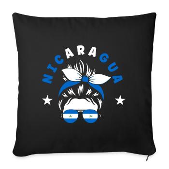 Fierté et Foyer du drapeau du Nicaragua - Housse de coussin décorative 45 x 45 cm - noir - Devant