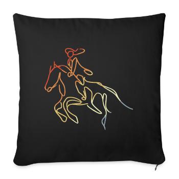 Reiter Mädchen Skizze - Sofakissenbezug 45 x 45 cm - Schwarz - Vorne