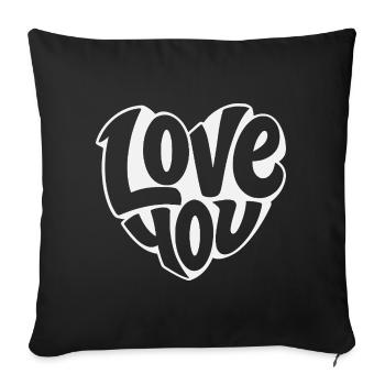 Love You Heart Design Typo - Sofa pillowcase 17,3'' x 17,3'' (45 x 45 cm) - black - Front