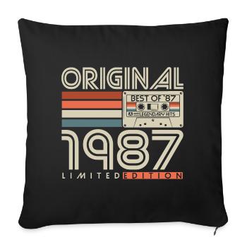 Cadeau d’anniversaire rétro vintage 1987 - Housse de coussin décorative 45 x 45 cm - noir - Devant