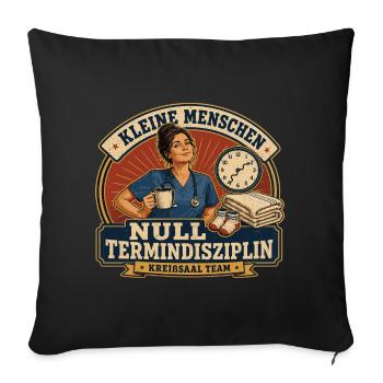 Kleine Menschen Null Termindisziplin - Sofakissenbezug 45 x 45 cm - Schwarz - Vorne