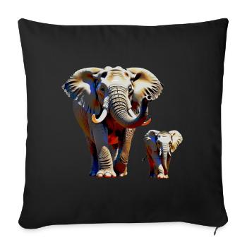 Éléphants - Housse de coussin décorative 45 x 45 cm - noir - Devant