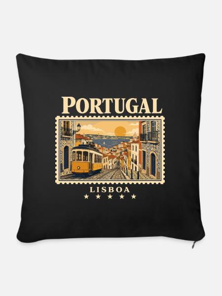 Lissabon Sonne und Gassenzauber - Sofakissenbezug 45 x 45 cm - Schwarz