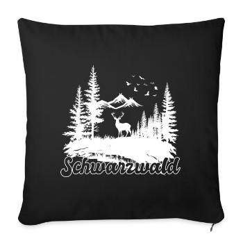 Schwarzwald Hirsch Natur Wander Motiv - Sofakissenbezug 45 x 45 cm - Schwarz - Vorne