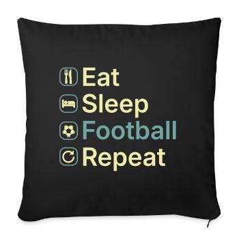 Mange Dors Soccer Répète Drôle de cadeau pour fan de football - Housse de coussin décorative 45 x 45 cm - noir - Devant