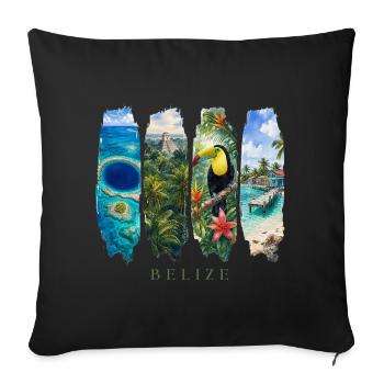 Voyage de vacances au Belize – Motif pays et culture des Caraïbes - Housse de coussin décorative 45 x 45 cm - noir - Devant