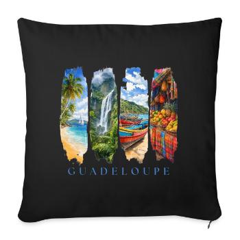 Guadeloupe Travel – Caribbean Island & Culture Motif - Sofa pillowcase 17,3'' x 17,3'' (45 x 45 cm) - black - Front