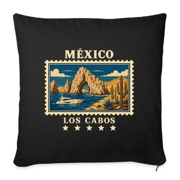 Mexiko Los Cabos Vintage Reisemarke - Sofakissenbezug 45 x 45 cm - Schwarz - Vorne