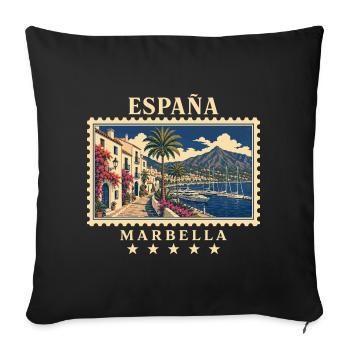 Spanien Marbella Vintage Reisemarke - Sofakissenbezug 45 x 45 cm - Schwarz - Vorne
