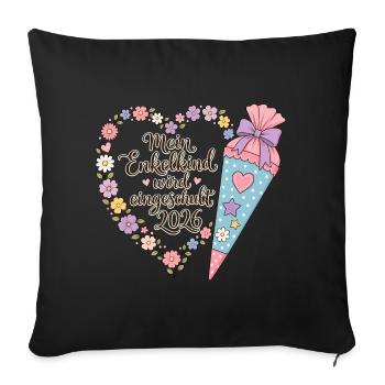 Enkelkind Einschulung 2026 - Sofakissenbezug 45 x 45 cm - Schwarz - Vorne