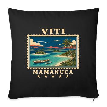 Marque de voyage vintage Mamanuca aux Fidji - Housse de coussin décorative 45 x 45 cm - noir - Devant