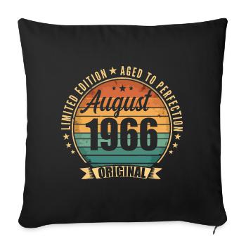Août 1966 Anniversaire Édition Limitée Vintage - Housse de coussin décorative 45 x 45 cm - noir - Devant