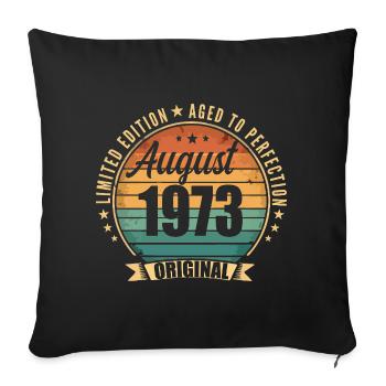 Août 1973 Anniversaire Édition Limitée Vintage - Housse de coussin décorative 45 x 45 cm - noir - Devant