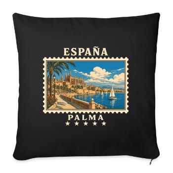 Spanien Palma de Mallorca Vintage Reisemarke - Sofakissenbezug 45 x 45 cm - Schwarz - Vorne